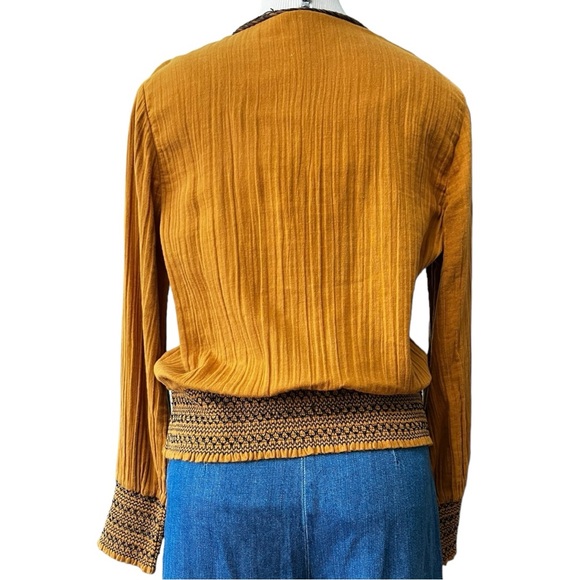 Love Sam Cotton-Gauze Embroidered Beaded Long Sleeve Top, Gold, Medium - Picture 10 of 11